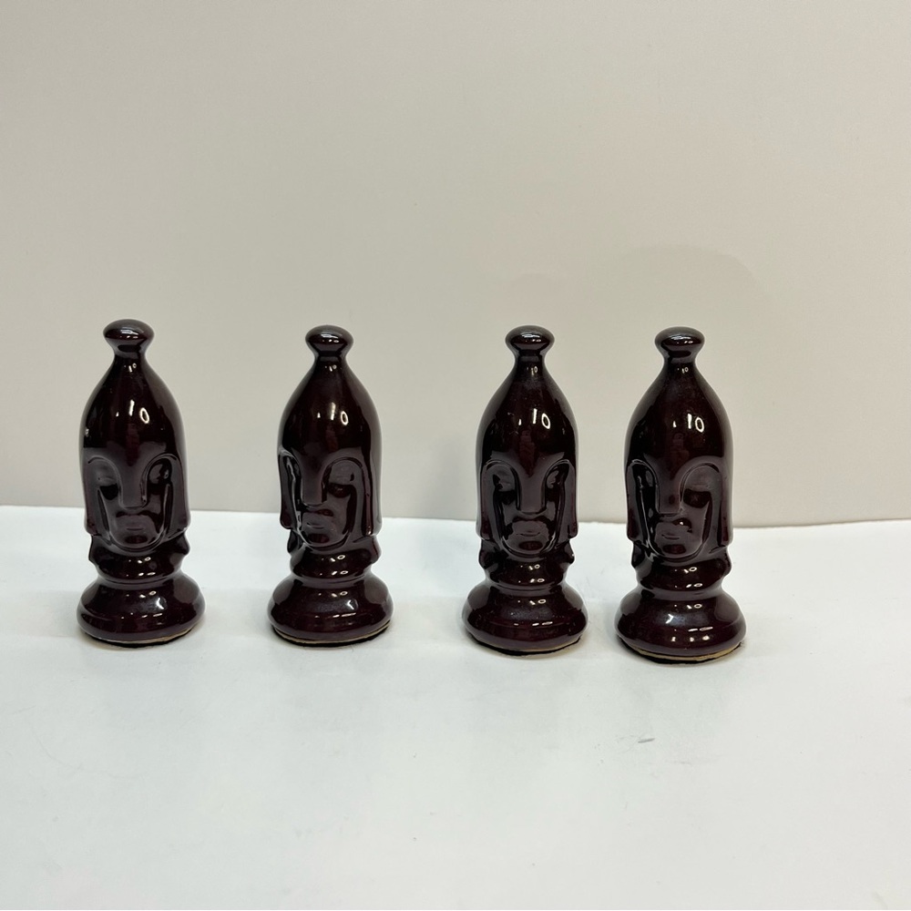 duncan mold ceramic medieval chess piece replacement pawn‎ dark brown glazed 4pc